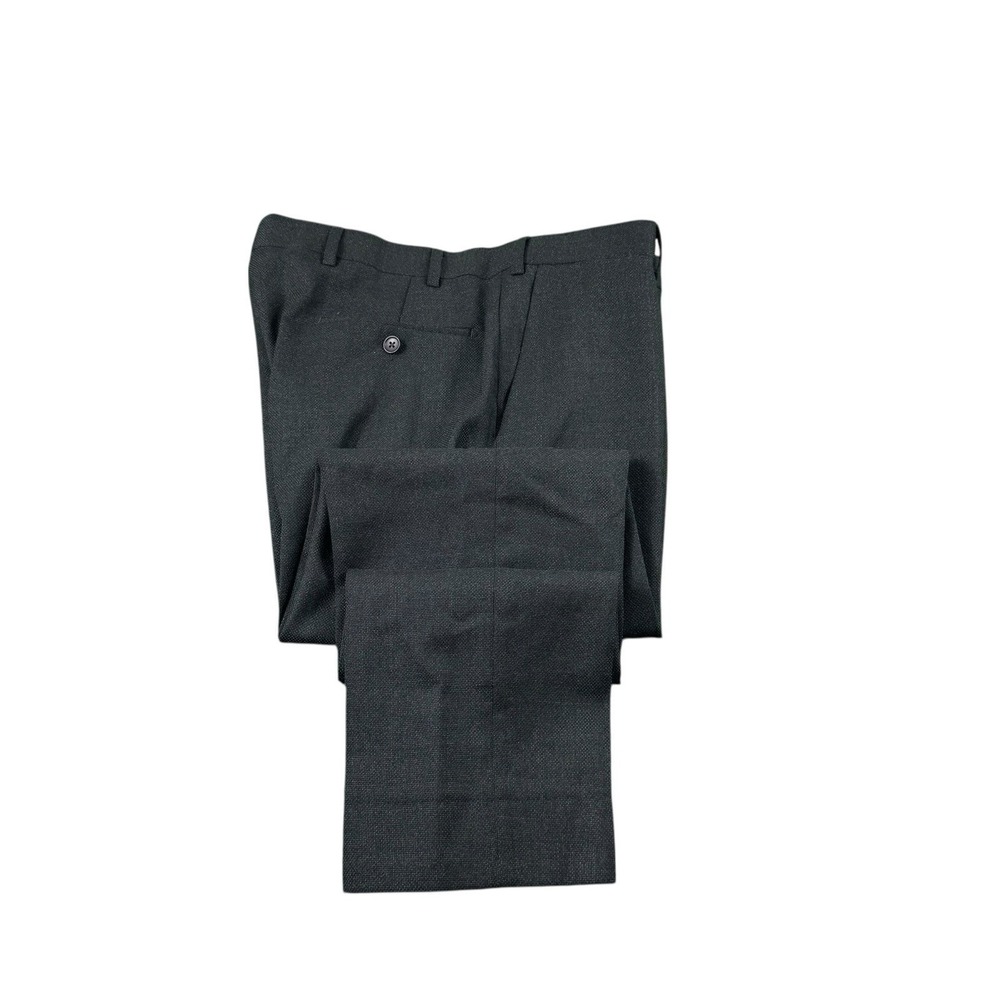 Suit Supply Current Green‎ Woven Brescia Wool Flat Front Trouser Size 34x29